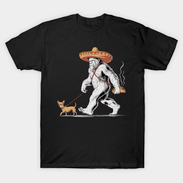 Bigfoot Sasquatch Taco Chihuahua Funny Cinco De Mayo Mexican T-Shirt by Shopinno Shirts